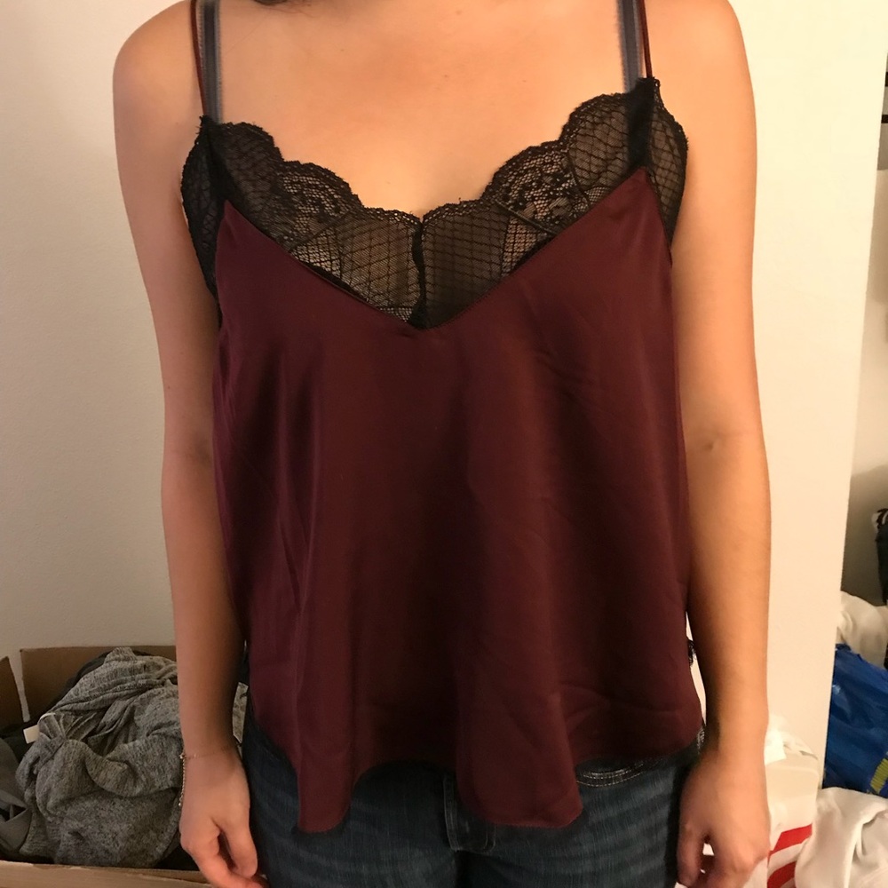 Vici Lace Camisole in burgundy